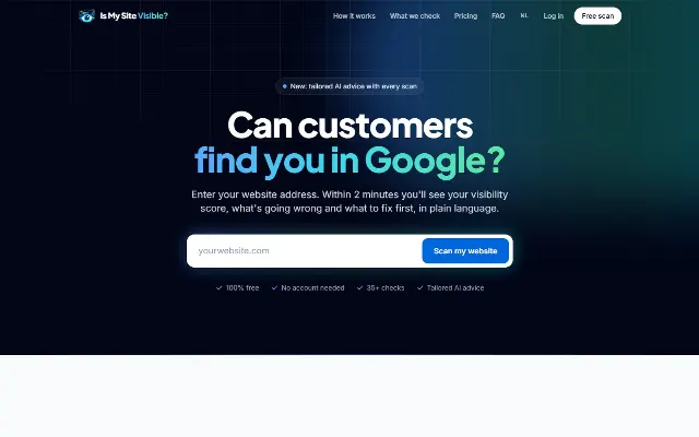 Screenshot of Is My Site Visible?